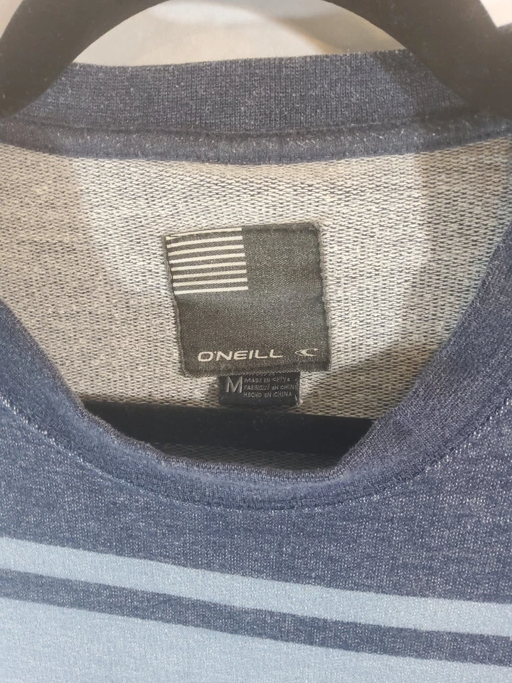 Sudadera Pullover O'Neill Azul Rayas Con Bolsillo Frontal Talla Mediana Foto 2 de 4