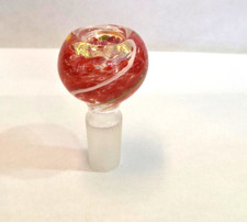 Glass Bowl Male 14mm Bowl for Water Pipe - Red Frit