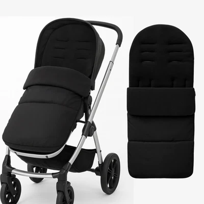 CUDDLES COLLECTION Universal Pushchair Footmuff – 100cm All-Black Cosy Toes for Strollers & Buggies