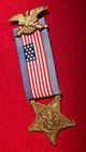CIVIL WAR GAR VETERANS' MEMBERSHIP BADGE LOCAL OFFICER BLUE RIBBON - S800