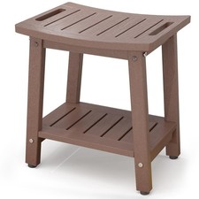 Waterproof HDPE Shower Bench for Inside Shower, Shower Stool, Mocha Ergonom...