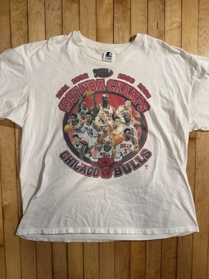 Vintage Chicago Bulls 1997 NBA Finals World Champions STARTER T-Shirt White XL