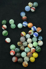 LOT OF VINTAGE MARBLES 46 From Estates. Marble King Akro , Vitro Some Glow