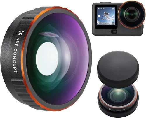 K&F CONCEPT Screw On Wide Angle Lens w/ 185° FOV Boost fr DJI Osmo Action 6 Only