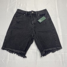 NWT Wild Fable High-Rise Bermuda Distressed Denim Shorts Size 0 / 25 Black