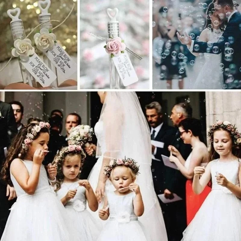 10/100 Mini Heart Bubble Tubes – Wedding & Party Favors with Wand for Guests - Image 4 of 4