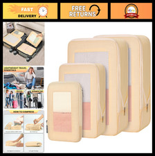 4 Set Compression Packing Cubes for Travel - Ultralight Mesh Organizers for Suit