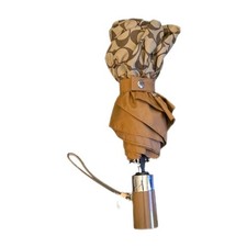 Coach Signature Khaki/saddle Mini UV Protection Umbrella