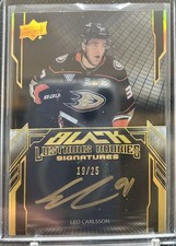 2023-24 Upper Deck Black Lustrous Rookies Signatures Leo Carlsson Rookie Auto