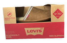 Men  s LEVI  S Memory Foam Insole Tan Flat Slip On Slippers Sz. 9.5-10.5 NIB