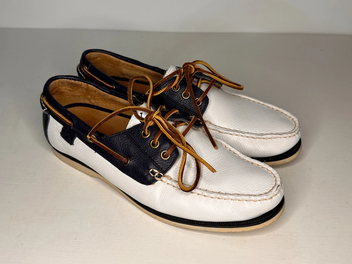 Polo by Ralph Lauren White Leather Boat Shoes with Navy Polo Player POLO RALPH LAUREN Merton Leather Boat Shoes for Men | MR PORTER main image 2