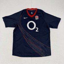 ENGLAND 2007/08 Rugby Training Shirt Nike O2 Blue Short Sleeve Mens XXL