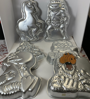 Lot of 6 Wilton Cake Pans Alf ,TMNT, My Little Pony, Big Bird, Tree, Lion, VTG
