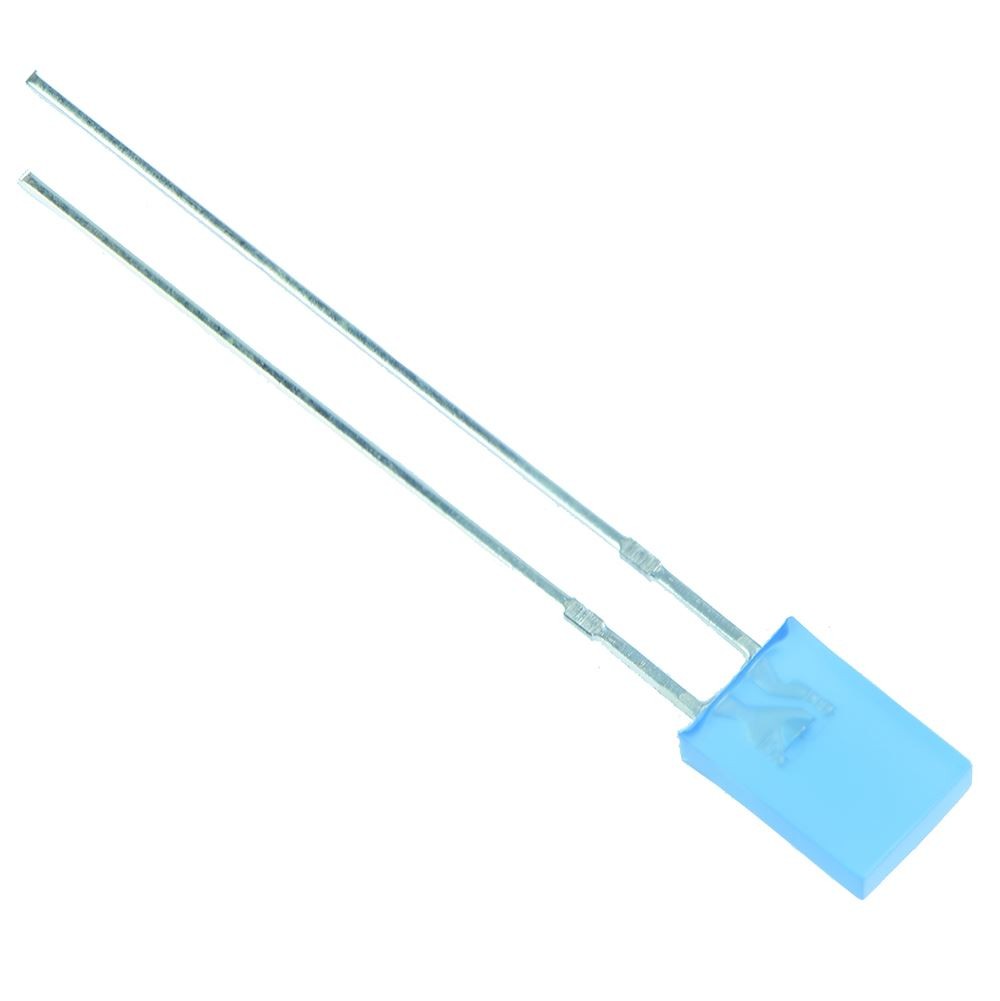 50 x Blue Rectangular 2 x 5mm Diffused LED 50mcd 160°