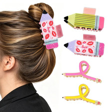 4 Pack Pencil Hair Clips, Back to School Teacher Claw Clips - Cute Unique Teache