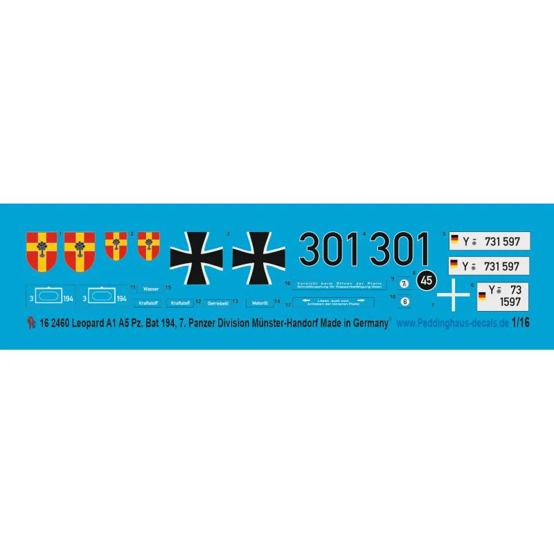 Peddinghaus Decals 1220002460 - Leopard A1 A5 Pz.Bat 194 7. Panzer Division