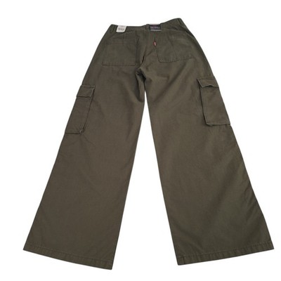 Levi's Premium NWT Baggy Cargo Pants 25 (Actual 27x30'') Green Wide Leg Big E