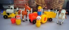 Vintage Fisher Price Little People Family Farm Barn People Animals Fence Tractor