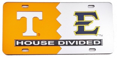 Tennessee + East Tennessee State (ETSU) House Divided Split License Plate Tag...