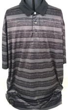 Ben Hogan-Mens Performance Polo Shirt-2XL XXL-Gray Stripes-GOLF-Short Sleeve