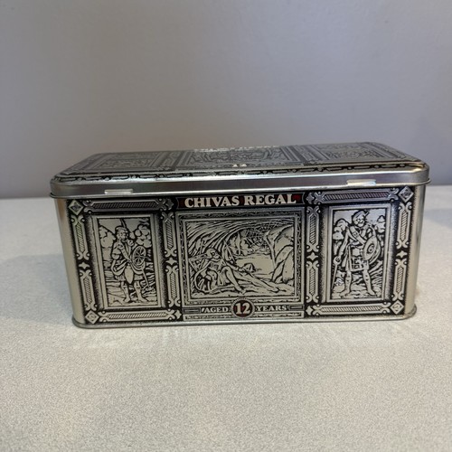 Scatola di latta pubblicitaria vintage anni 80 Chivas Regal Scozia invecchiata 12 anni Scotch Whiskey - Foto 12 di 12