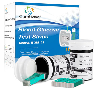 BGM101 Blood Glucose Test Strips, for Diabete Sugar Testing, 100 Count