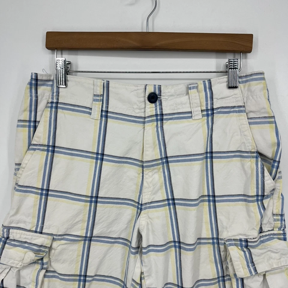 Pantalones Cortos Carga Old Navy Para Hombre Talla 29 Blanco Azul Estampado a Cuadros Bolsillos De Colección Y2K Foto 2 de 4