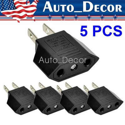 5 PCS EU Euro Europe to US USA Power Jack Wall Plug Converter Travel Adapter Us