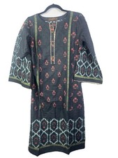 Bin Saeed Kurta Dress Gray Floral Womens M Lightweight EUC