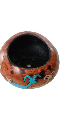Hand Painted Gourd Signed by Artist Nora Graf Native American Design Vase - Picture 5 of 12