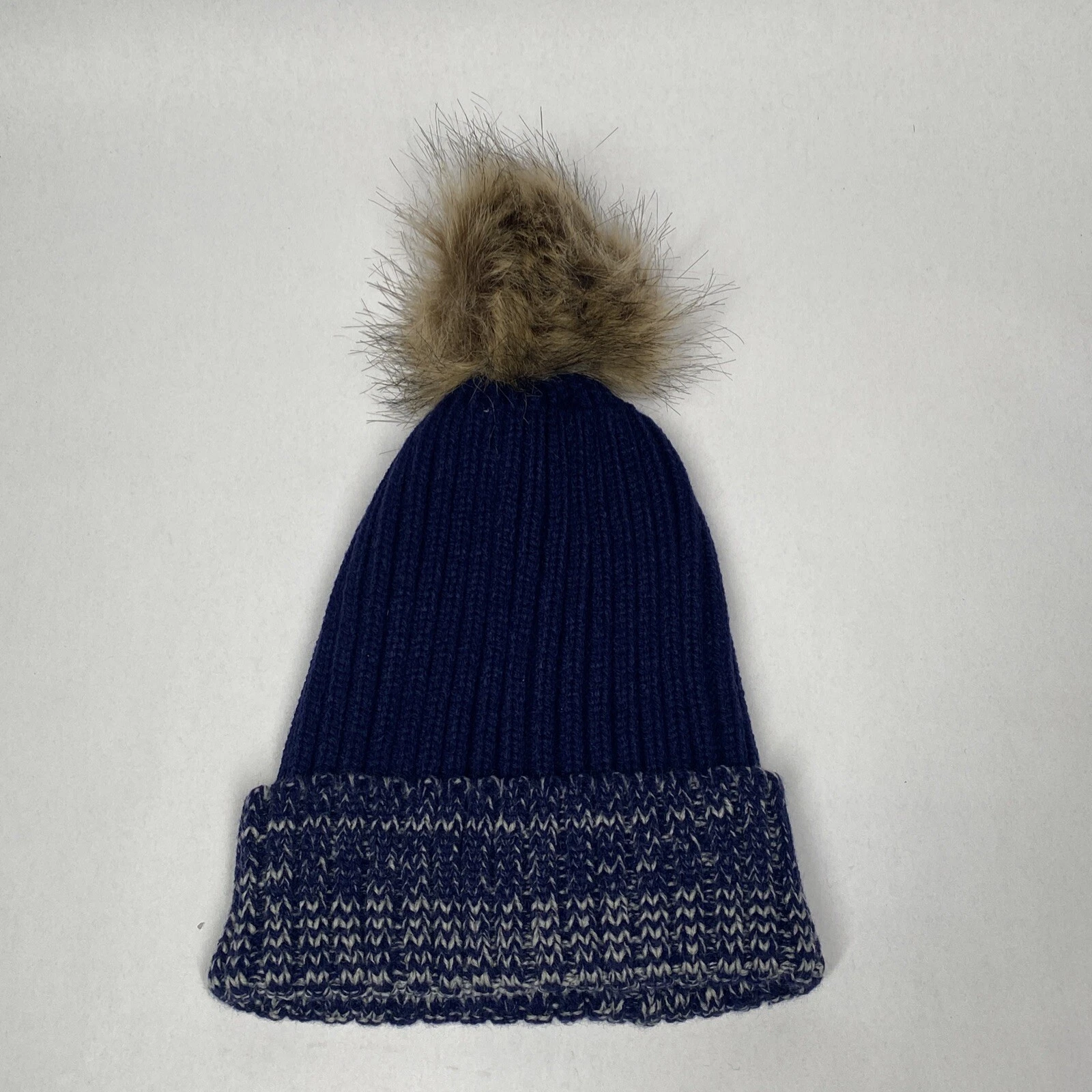 Beanie Hat Knitted Unisex Navy Blue Winter One Size