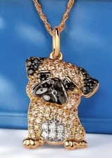 Pug Gold Plated Rhinestone Bling 19.5  Necklace  Pendant NEW