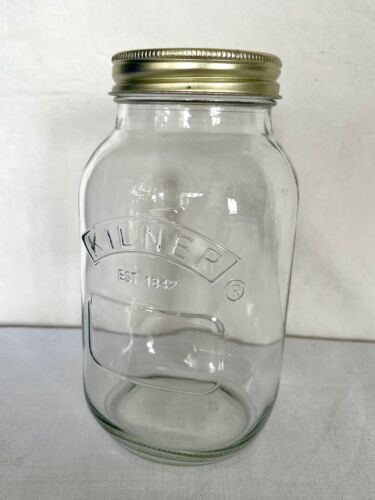 Vintage Glass Kilner Jar Metal Screwtop Lid - Storage Preserving Pickling - Imagen 1 de 8