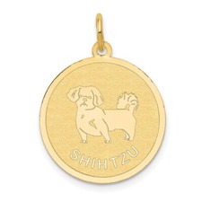 Real 14kt Yellow Gold Shih Tzu Disc Charm