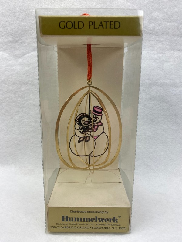 Hummelwerk Goebel Gold Plated Christmas Ornament Snowmen Guilded Cage Series