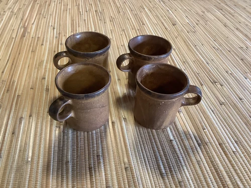 4 Vintage McCoy Pottery Canyon Mesa Stoneware Coffee Cups Mugs #1412
