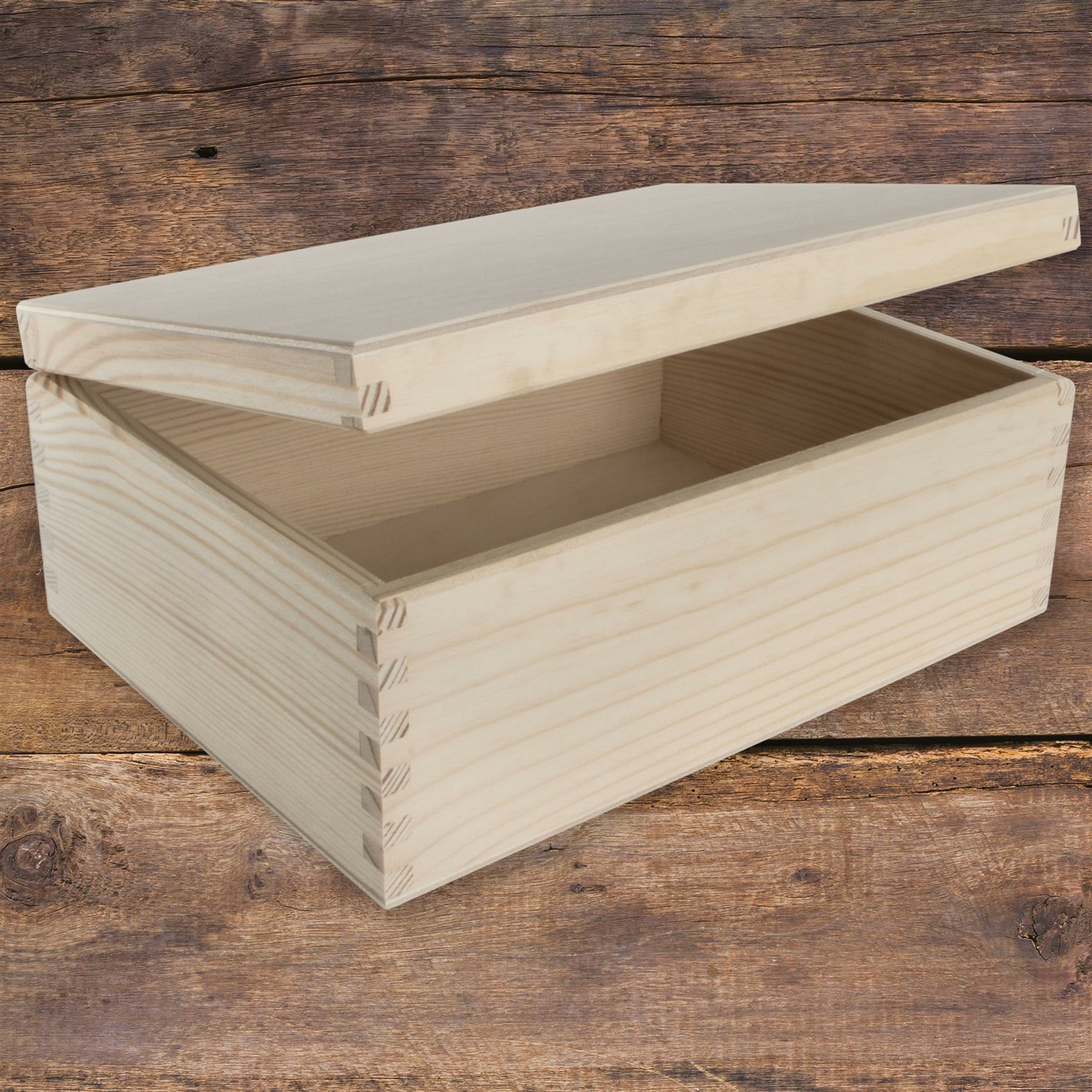 Rectangular Wooden Storage Box with Lid | 22x16.5x9 cm | Plain Decorative Pine