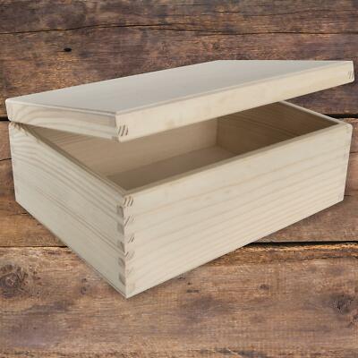 Rechteckige Aufbewahrungsbox aus Holz mit Deckel | 22x16,5x9 cm | schlichte Deko Kiefer