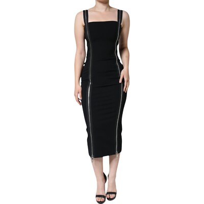 DOLCE & GABBANA Dress Black Zipper Bodycon Sheath Midi IT40 DOLCE & GABBANA Dress Black Zipper Bodycon Sheath Midi IT40