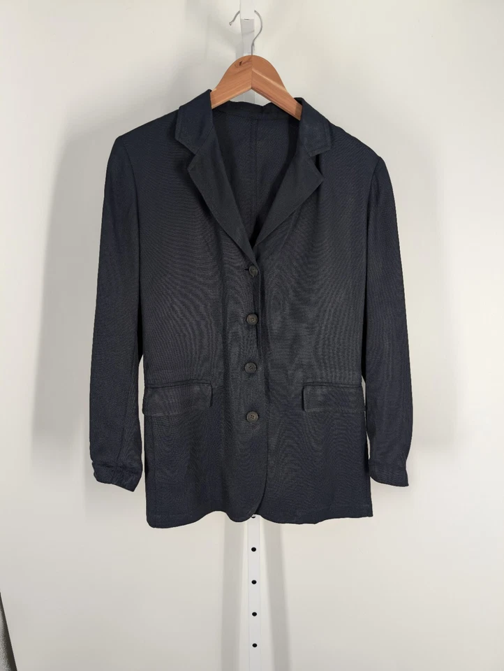 Barneys New York винтажный льняной нейлоновый блейзер Tech Weave Normcore темно-синяя куртка 38 Италия - Изображение 2 из 4