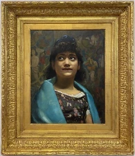Exceptional 1879 A Mulatto Girl Portrait by Walter Scott Boyd Oil Signed 19th C.