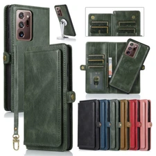 For Samsung S24 Ultra Note20 S21 S20FE Leather Removable Wallet Card Flip Case