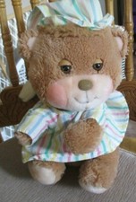 Vintage Fisher Price Plush Teddy Beddy Bear in Nightcap and Night Shirt 1980s