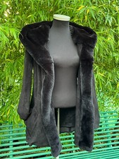 Jitrois Lambskin Suede Coat With Huge Real Rex Fur Hood Size Fr 40 - Uk 12