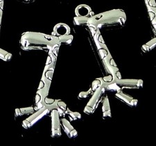 6 Giraffe Charms Antique Silver Pewter Pendant 29x15mm