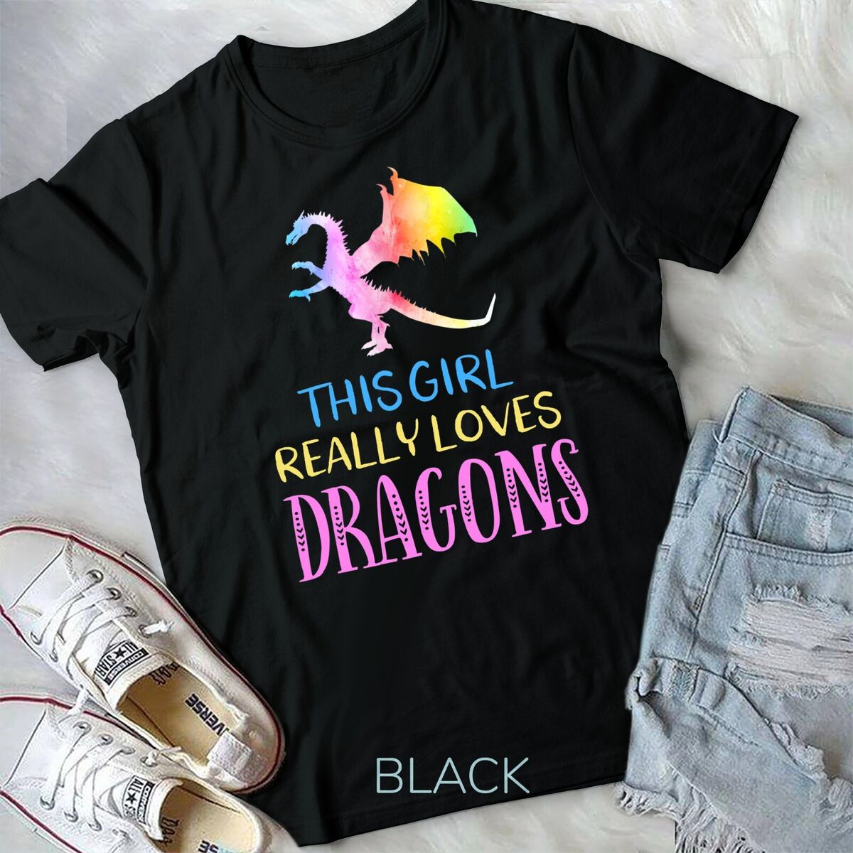 Cute Dragon Tshirt This Girl Loves Dragons Gift Rainbow Tee Cute Dragon Tshirt This Girl Loves Dragons Gift Rainbow Tee
