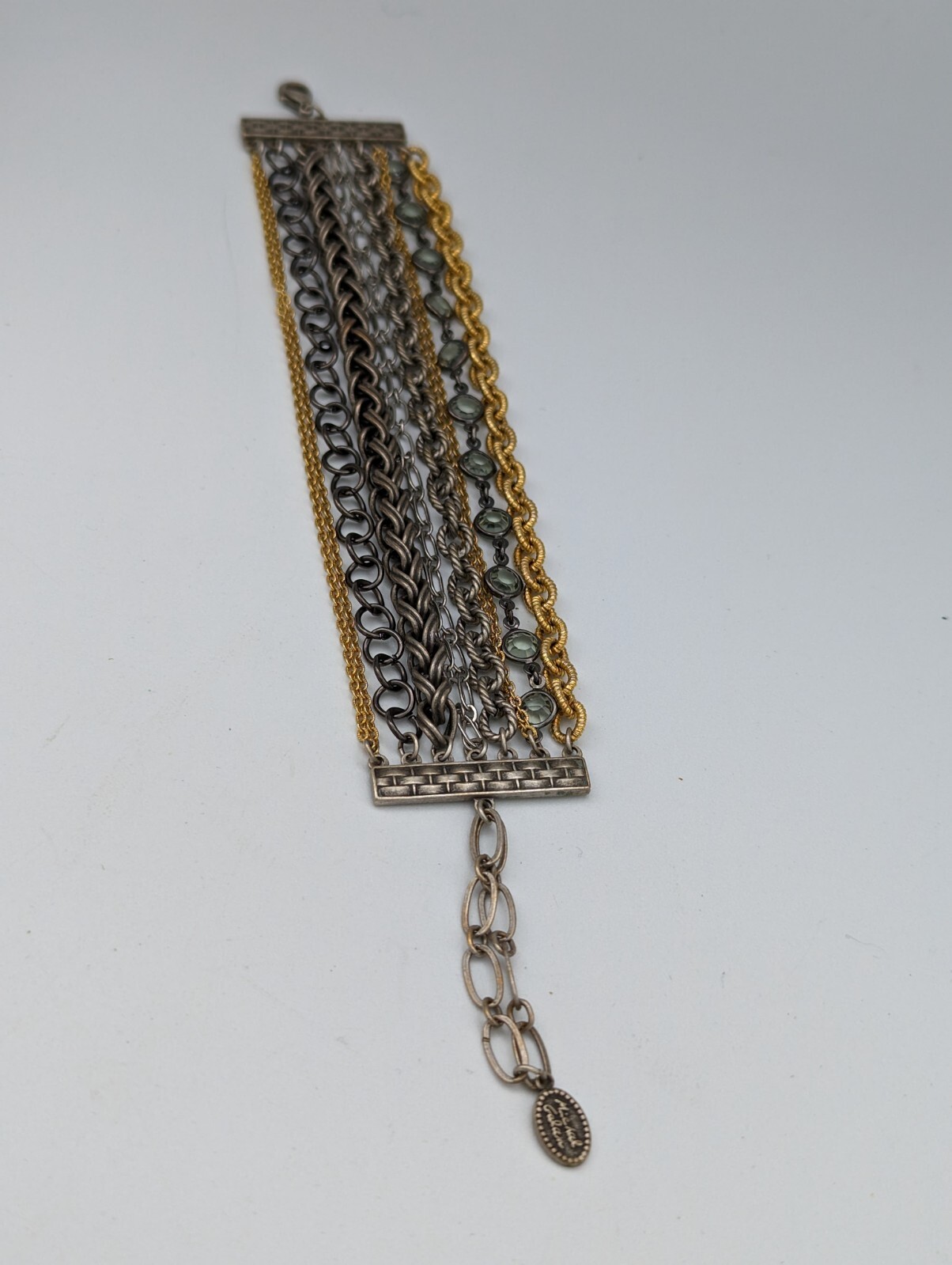 Michael Golan Multiple Chains Rhinestone Gold Put… - image 1