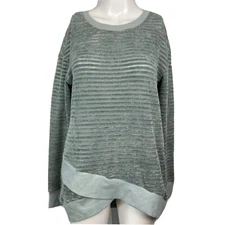 NWT Listicle Sweater Womens Sz S Aqua Green Lightweight Cotton Stretch Knit
