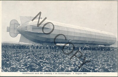 Foto PK Karte Zeppelin Luftschiff  1903 Landung in Echterdingen     X62