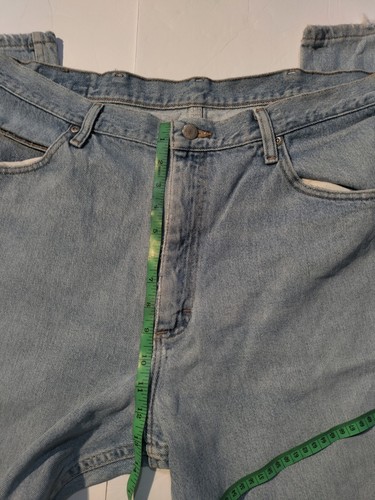 Wrangler Mens 97601SB 38x33* Light Blue Distressed Stained Relaxed Tapered Jeans - Picture 3 of 11